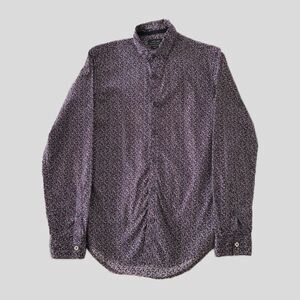 Zara Man Burgundy Colorful Floral Long Sleeve Cotton Slim Fit Shirt -S